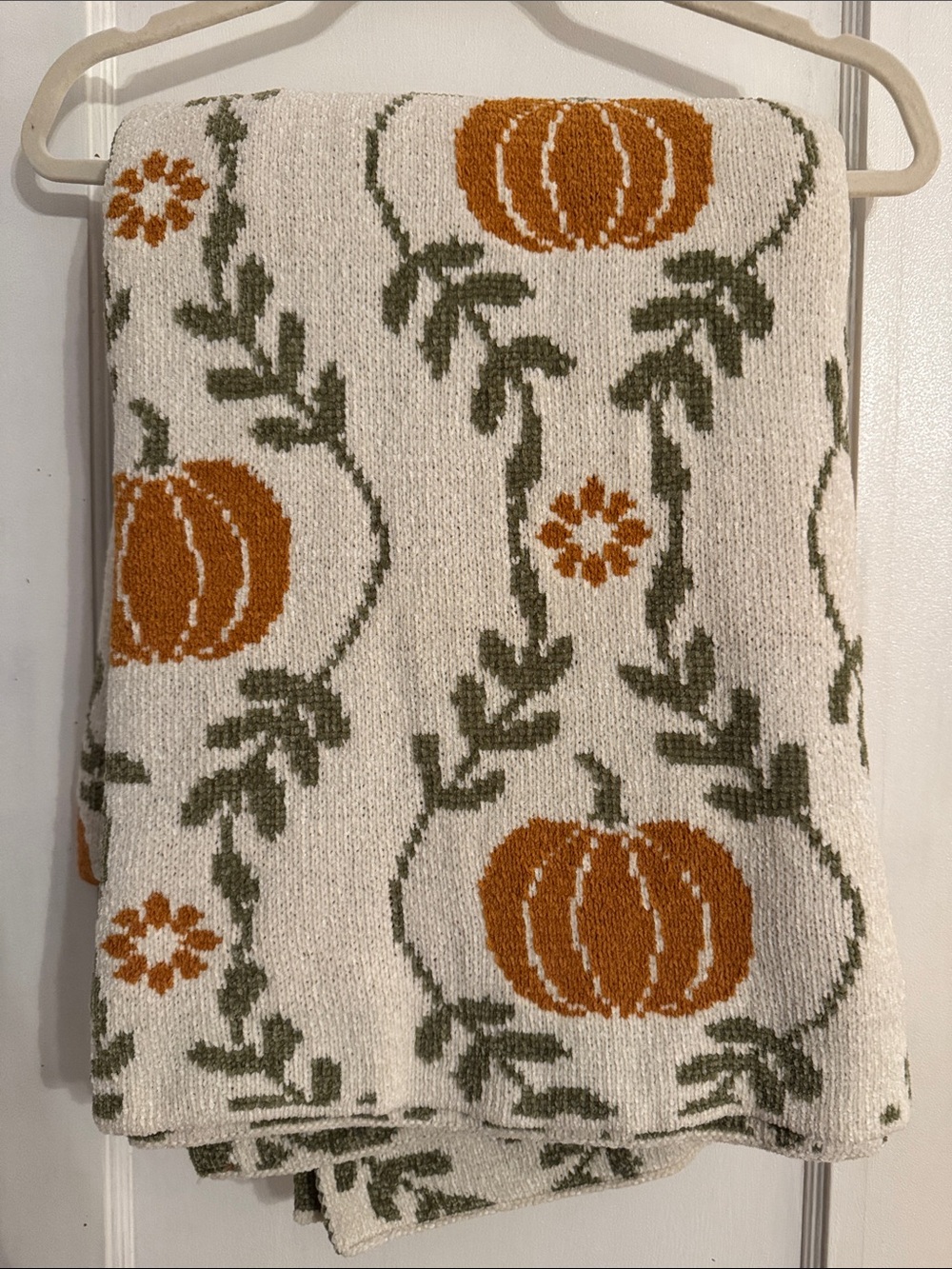 Reversible Chenille Pumpkin Throw Blanket